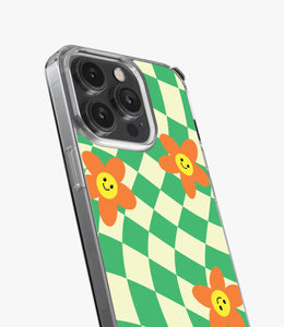 Orange Smiley Face Checkered Silicone Case