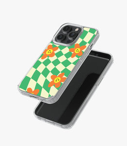 Orange Smiley Face Checkered Silicone Case