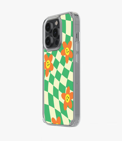 Orange Smiley Face Checkered Silicone Case
