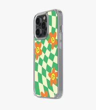 Load image into Gallery viewer, Orange Smiley Face Checkered Silicone Case
