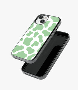 Y2k Green Cow Print Glass Case