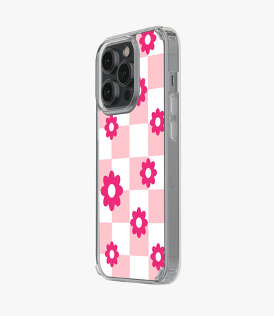 Pink Flowers Checkered Silicone Case