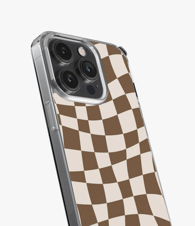 Coffee Brown Checkered Silicone Case
