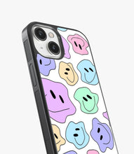 Load image into Gallery viewer, Pastel Colorful Dripping Smiley Glass Case
