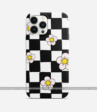 Load image into Gallery viewer, Black &amp; White Daisy Checkered Print Case
