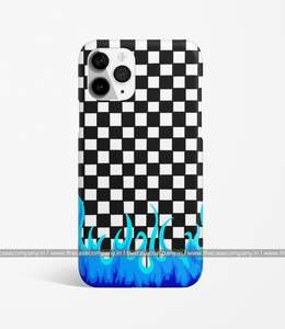 Checkered Blue Flame Phone Case