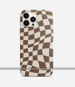 Coffee Brown Checkered Print Case