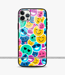 Colorful Smile Emoticons Glass Case