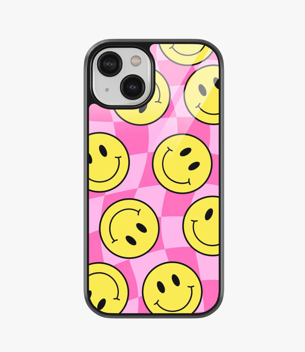 Checkered Smiley Glass Case