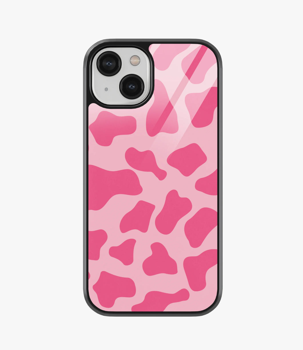 Y2k Pink Cow Print Glass Case