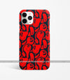Distorted Red Emoticons Doodle Phone Case