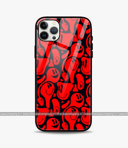 Distorted Red Emoticons Glass Case