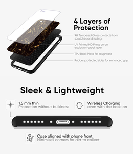 Yellow & Black Heart Y2K Glass Case