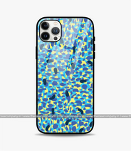 Load image into Gallery viewer, Marine Blue Camo Glass Phone Case
