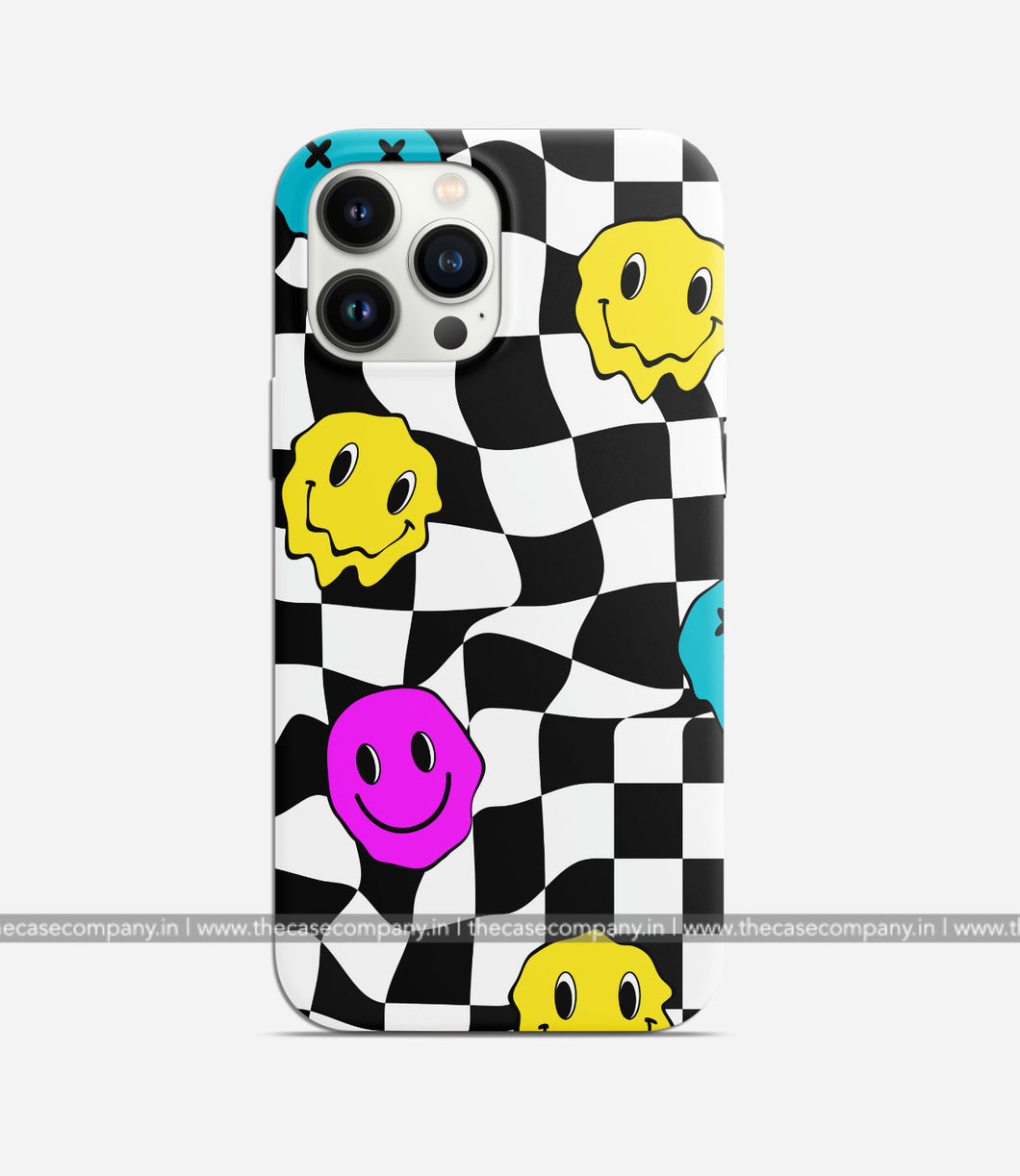 Melted Trippy Smiles Checkered Case