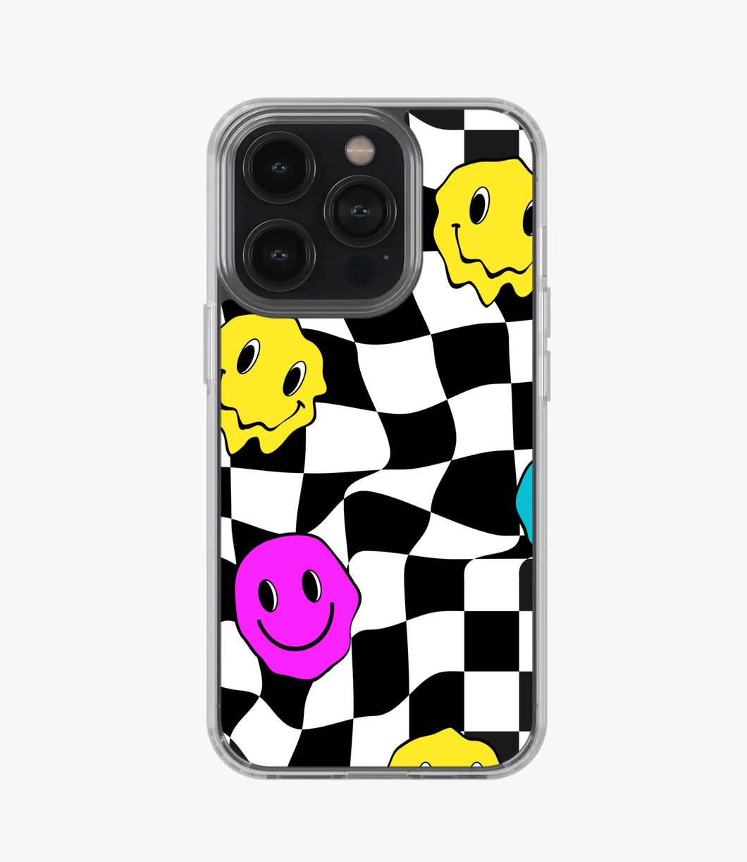 Melted Trippy Smiles Checkered Silicone Case