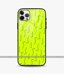 Neon Green Stroke Pattern Glass Case