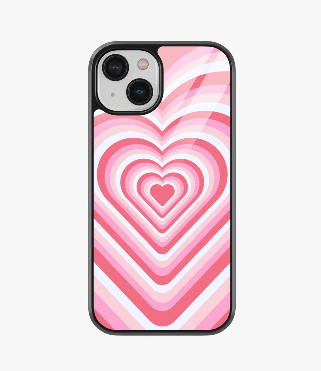 Pink Flare Heart Y2K Glass Case