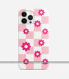 Pink Flowers Checkered Print Case