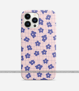 Purple Retro Flower Checkered Print Case