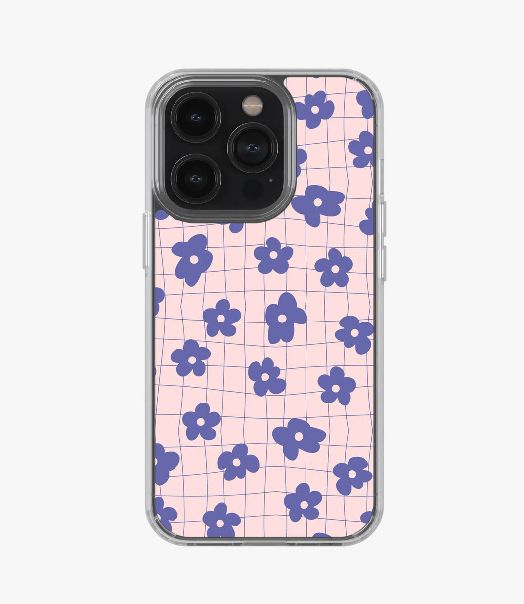 Purple Retro Flower Checkered Silicone Case