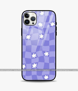 Trippy Violet Grid Glass Phone Case