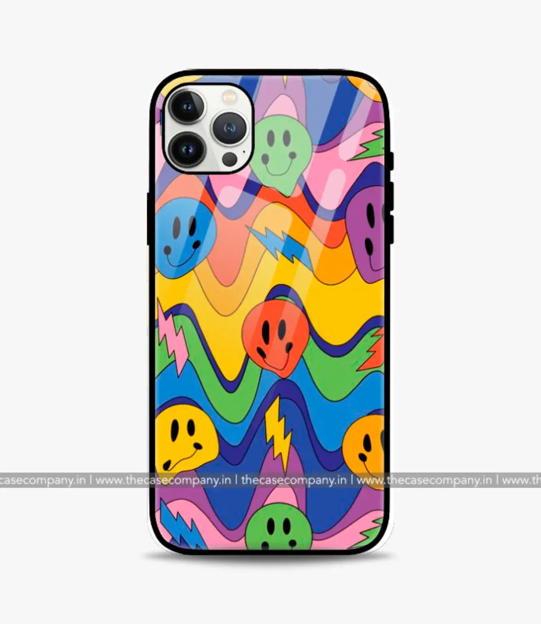 Wavy Colorful Smiley Glass Case
