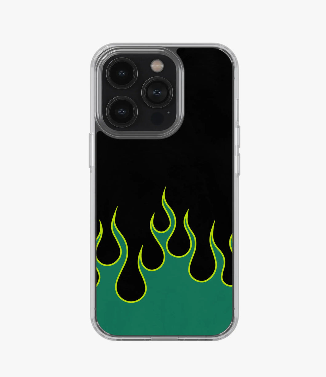 Y2K Green Flames Silicone Case