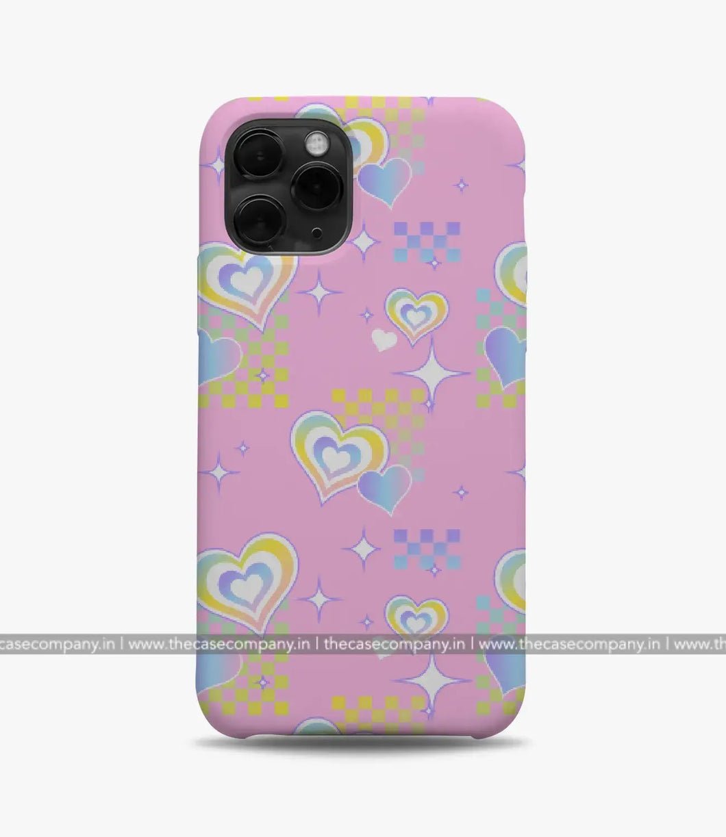 Y2K Pink Hearts Print Phone Case