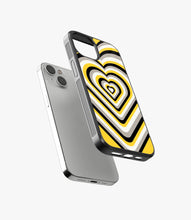 Load image into Gallery viewer, Yellow &amp; Black Heart Y2K Glass Case
