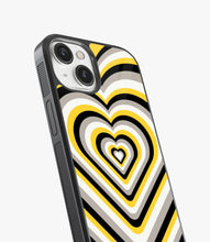 Load image into Gallery viewer, Yellow &amp; Black Heart Y2K Glass Case
