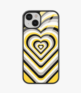 Yellow & Black Heart Y2K Glass Case