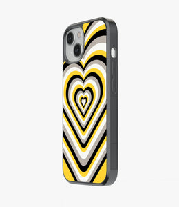 Yellow & Black Heart Y2K Glass Case