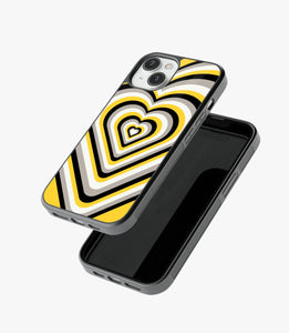 Yellow & Black Heart Y2K Glass Case