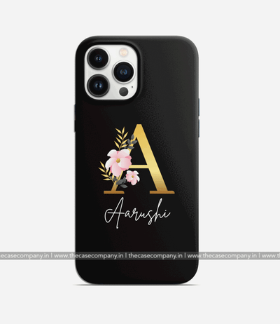 Personalized Floral Letter Phone Case - Black