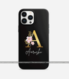 Personalized Floral Letter Phone Case - Black